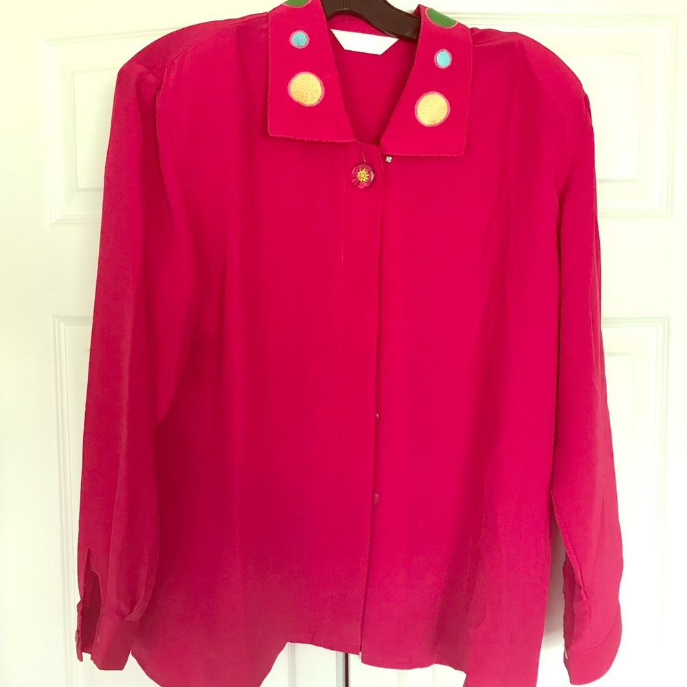 Sheer #Pokadot collar #vintage button down